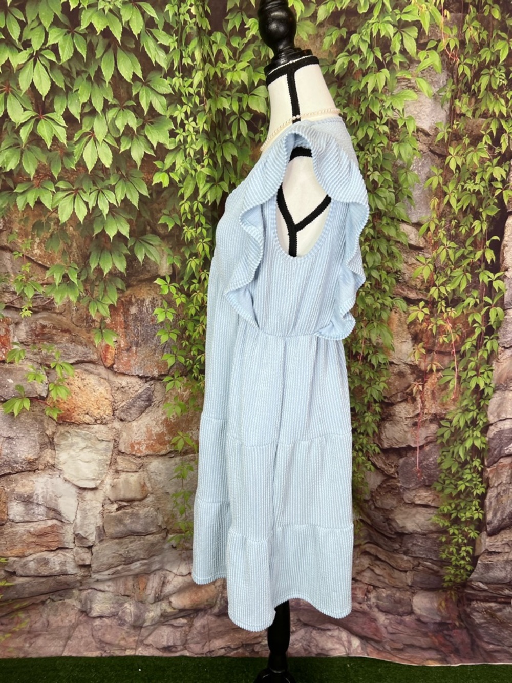 SIMPLY SOUTHERN Powder Blue Tiered Ruffled Sorority Rush Sundress, S - Picture 4 of 12